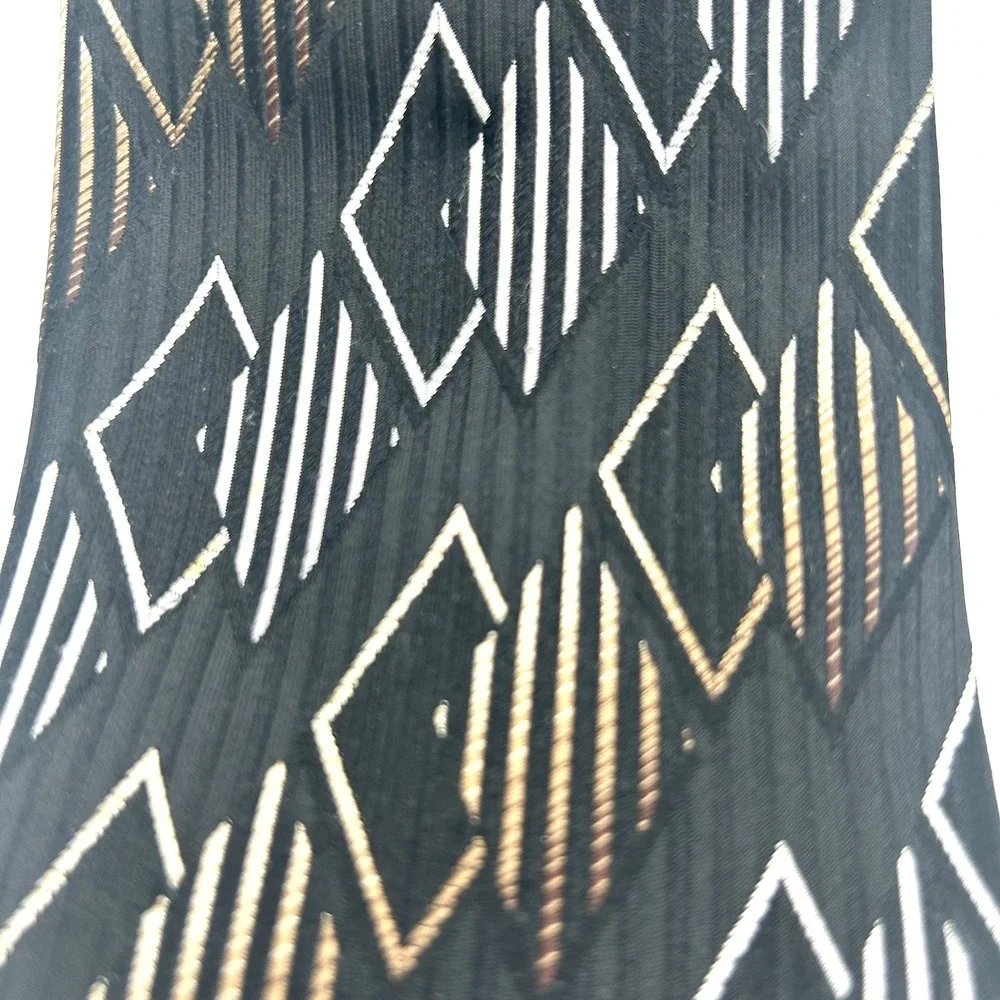 Louis Dell'Olio Made in‎ Italy Silk Men's Neck Tie Black Geometric 3.75W 60 L